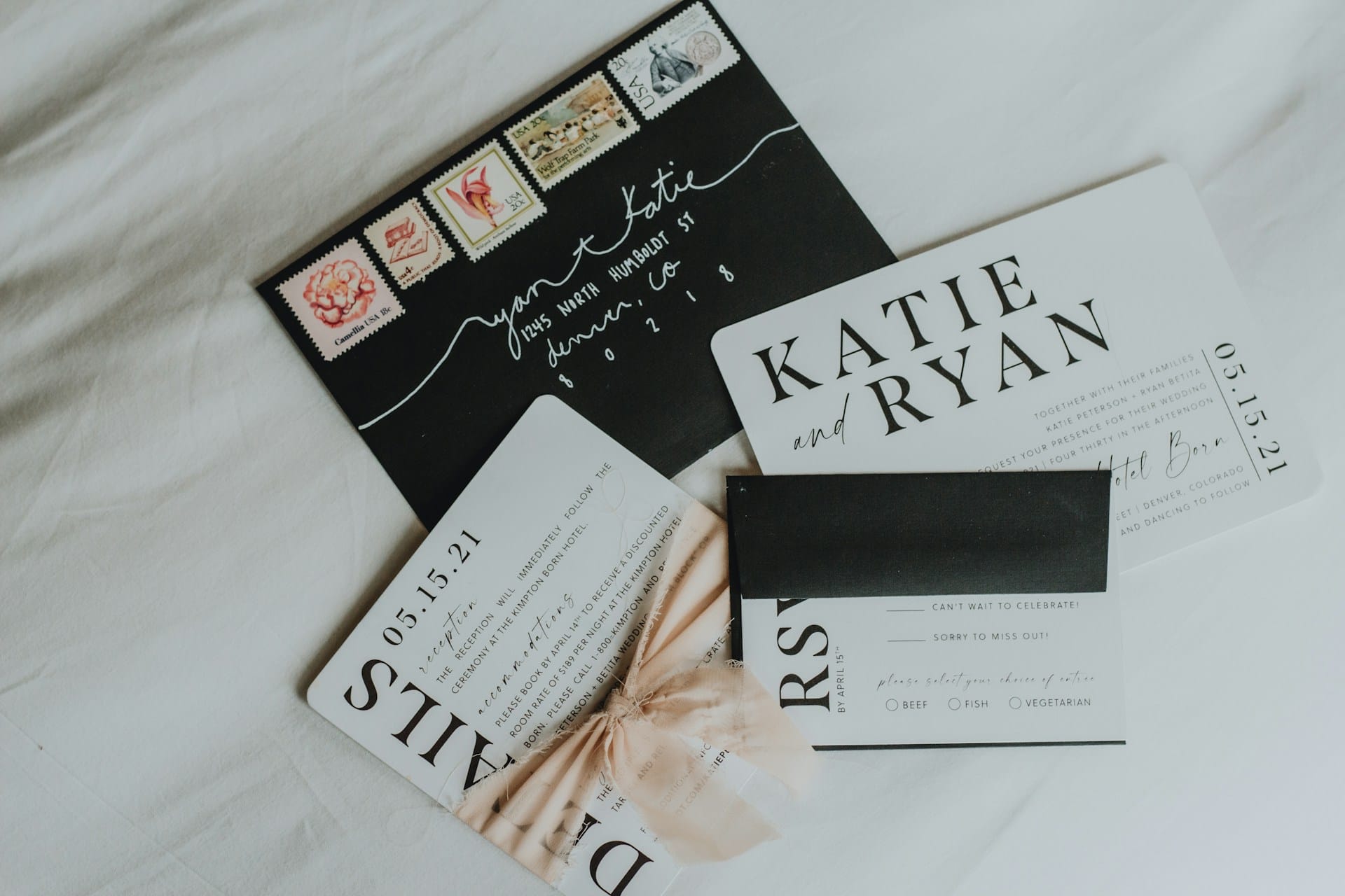 Black and white wedding inviations