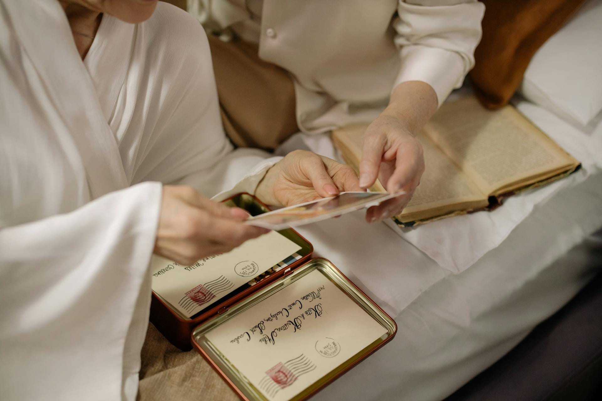 Couple looking at cards