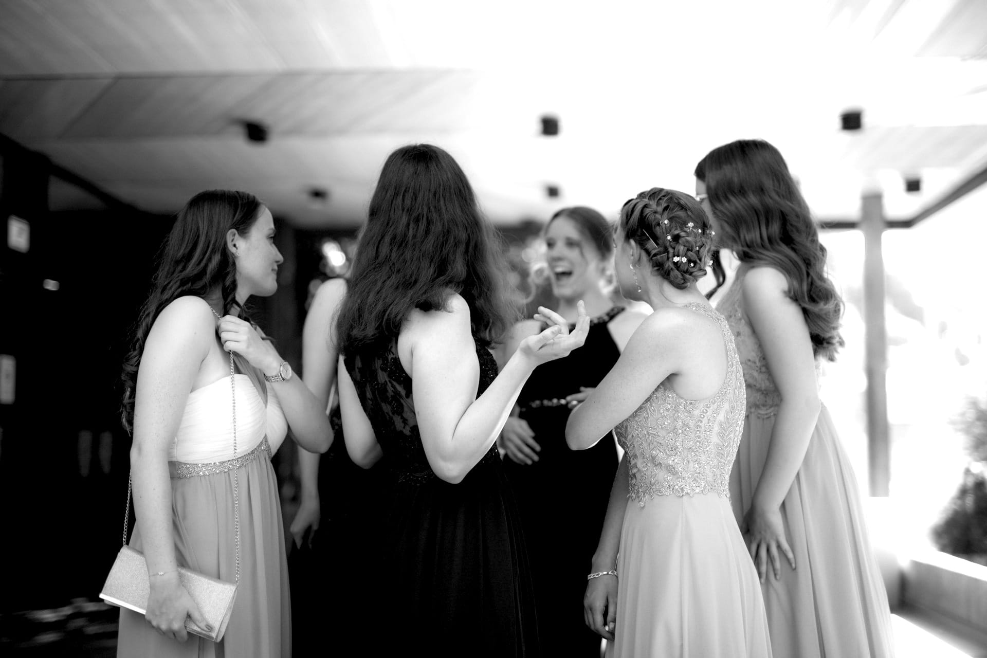 Wedding guests chatting