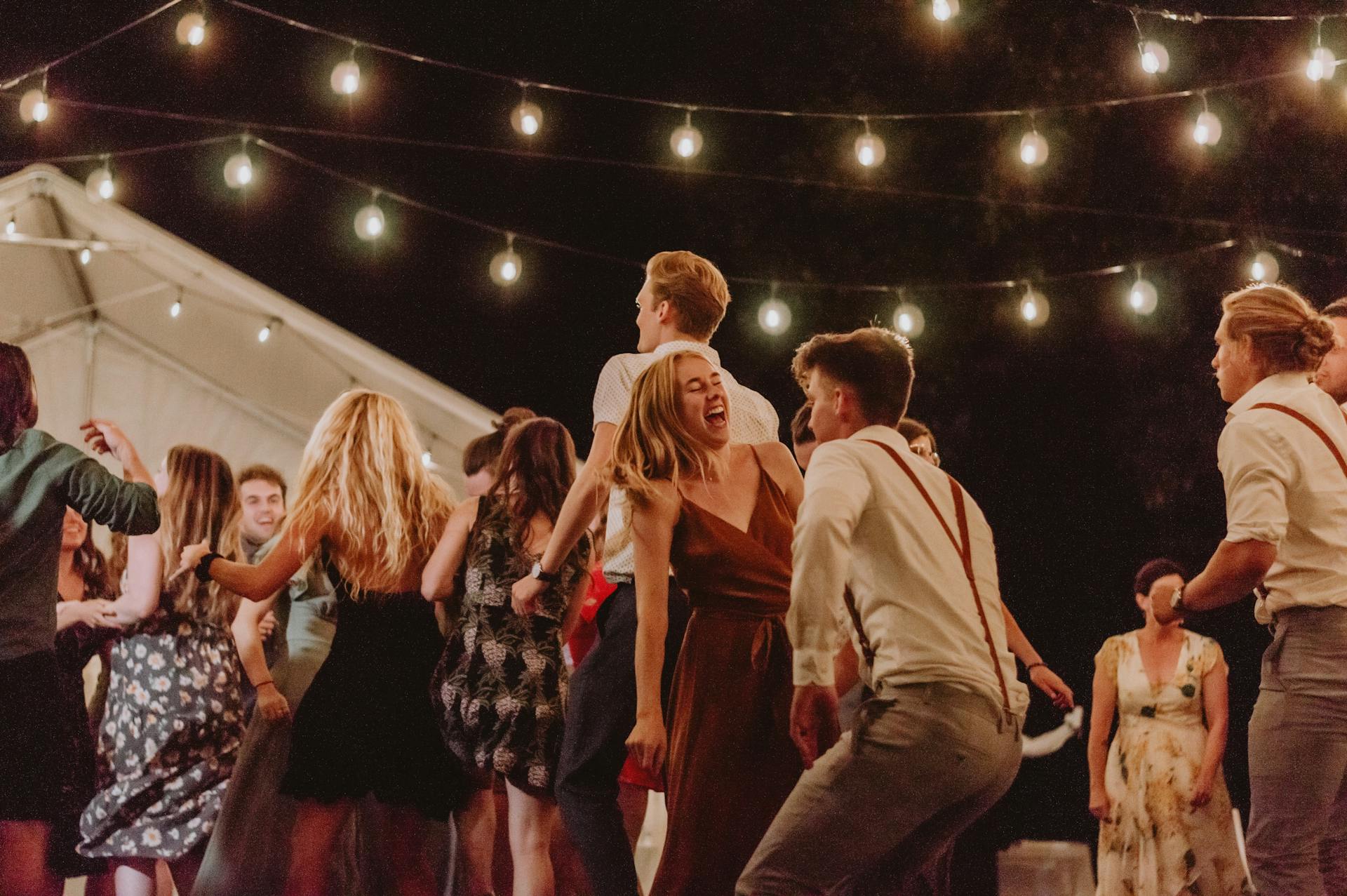 Guests dancing at a wedding