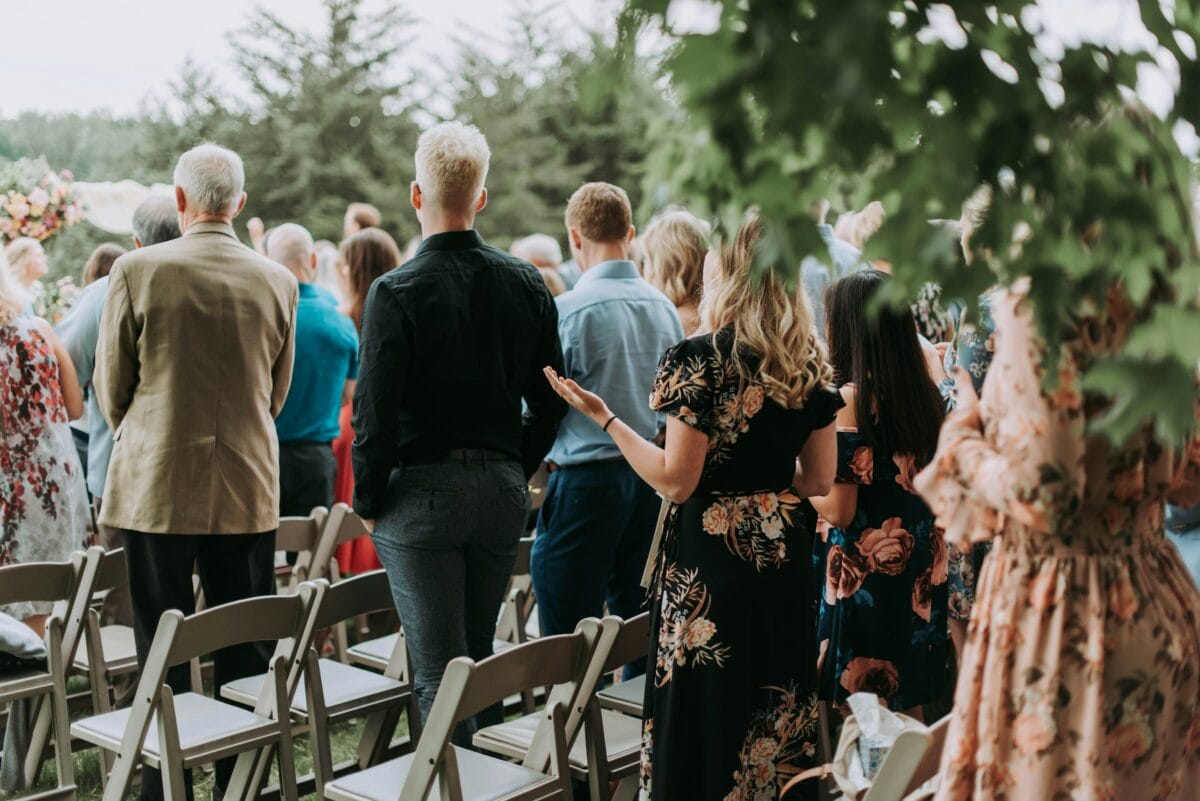 wedding guests at the ceremony